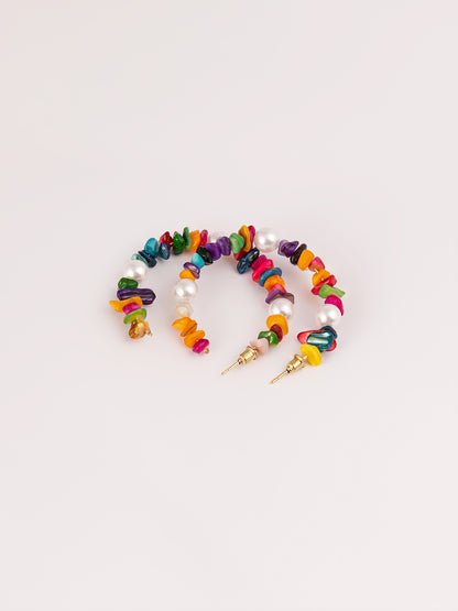 Beaded C-Hoop Earrings
