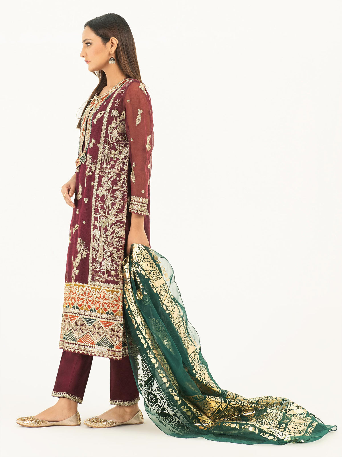 3 Piece Net Suit Embroidered (Pret)