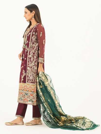 3 Piece Net Suit Embroidered (Pret)