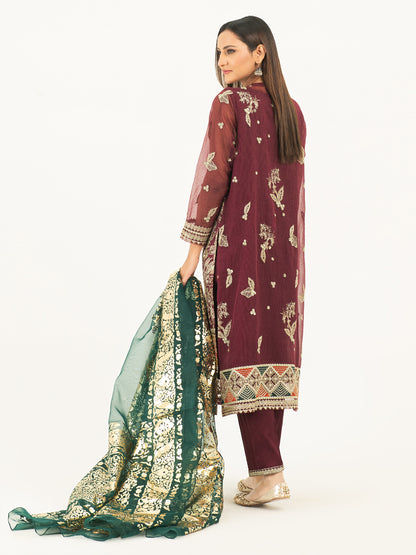 3 Piece Net Suit Embroidered (Pret)