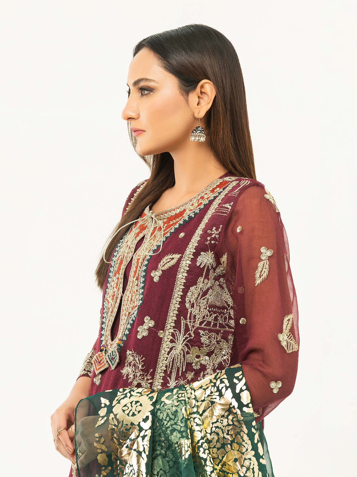 3 Piece Net Suit Embroidered (Pret)