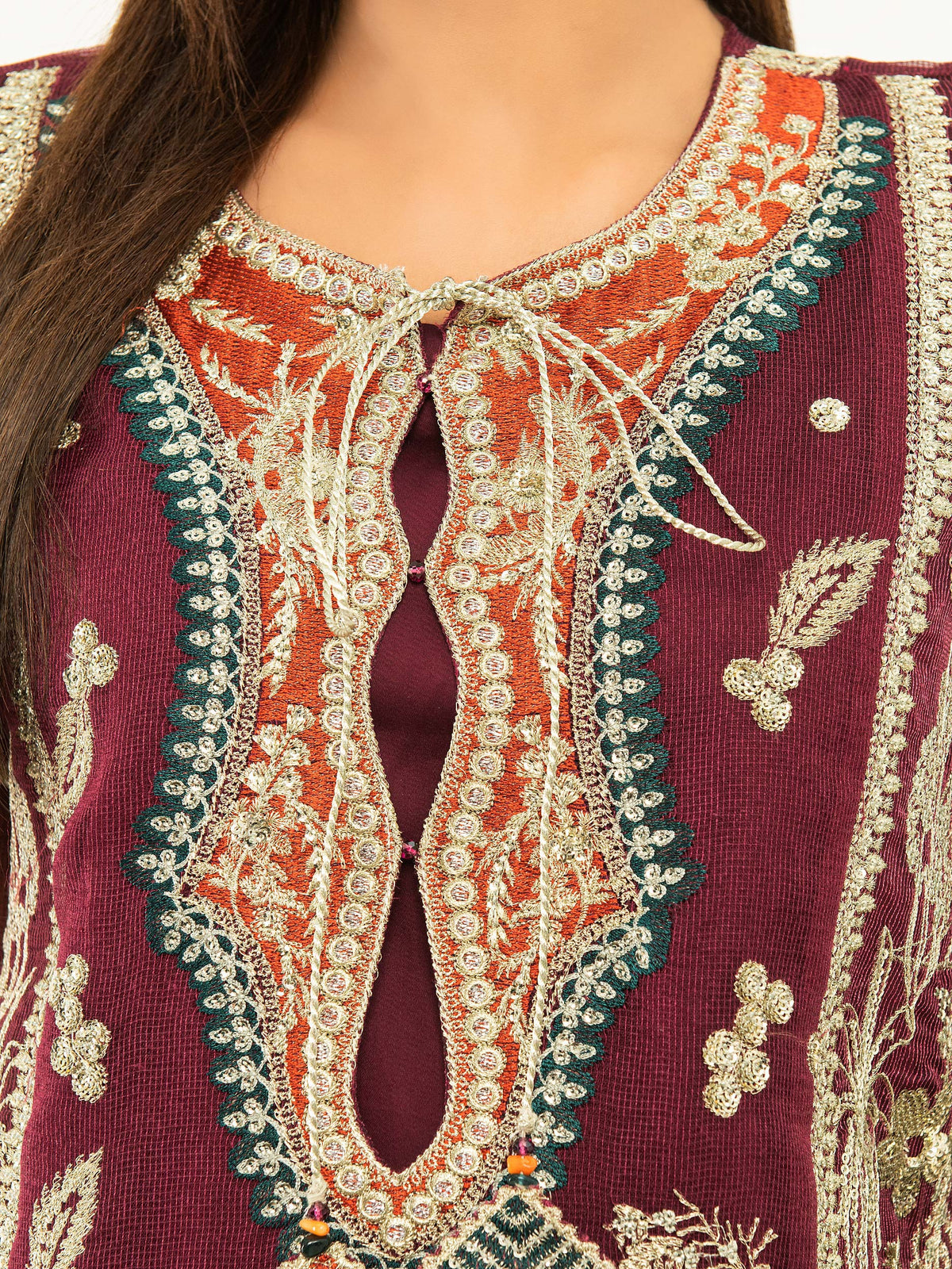 3 Piece Net Suit Embroidered (Pret)