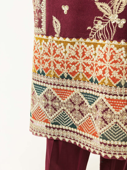 3 Piece Net Suit Embroidered (Pret)