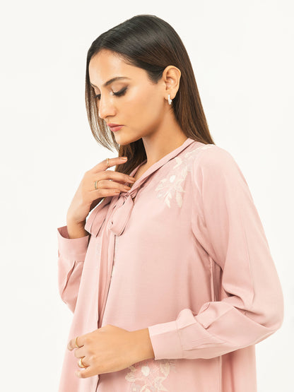 Linen Shirt-Embroidered (Pret)