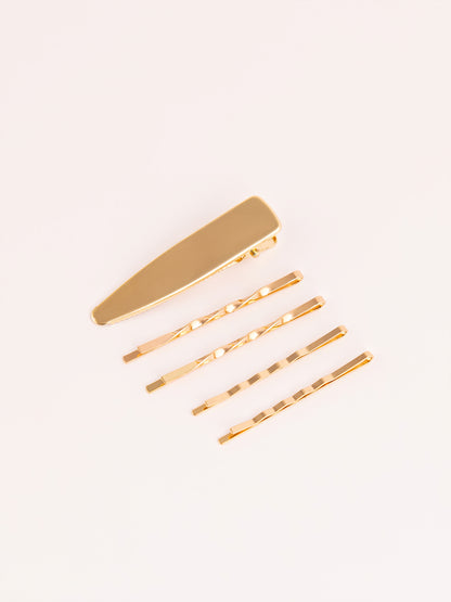 Golden Hair Clip Set