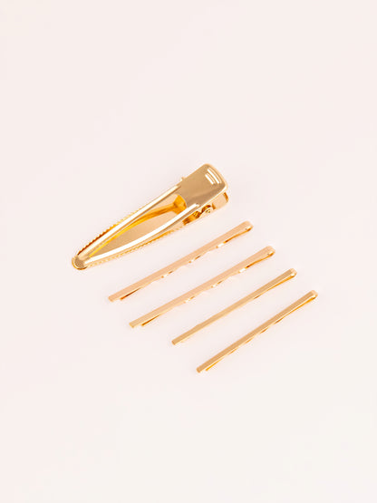 Golden Hair Clip Set