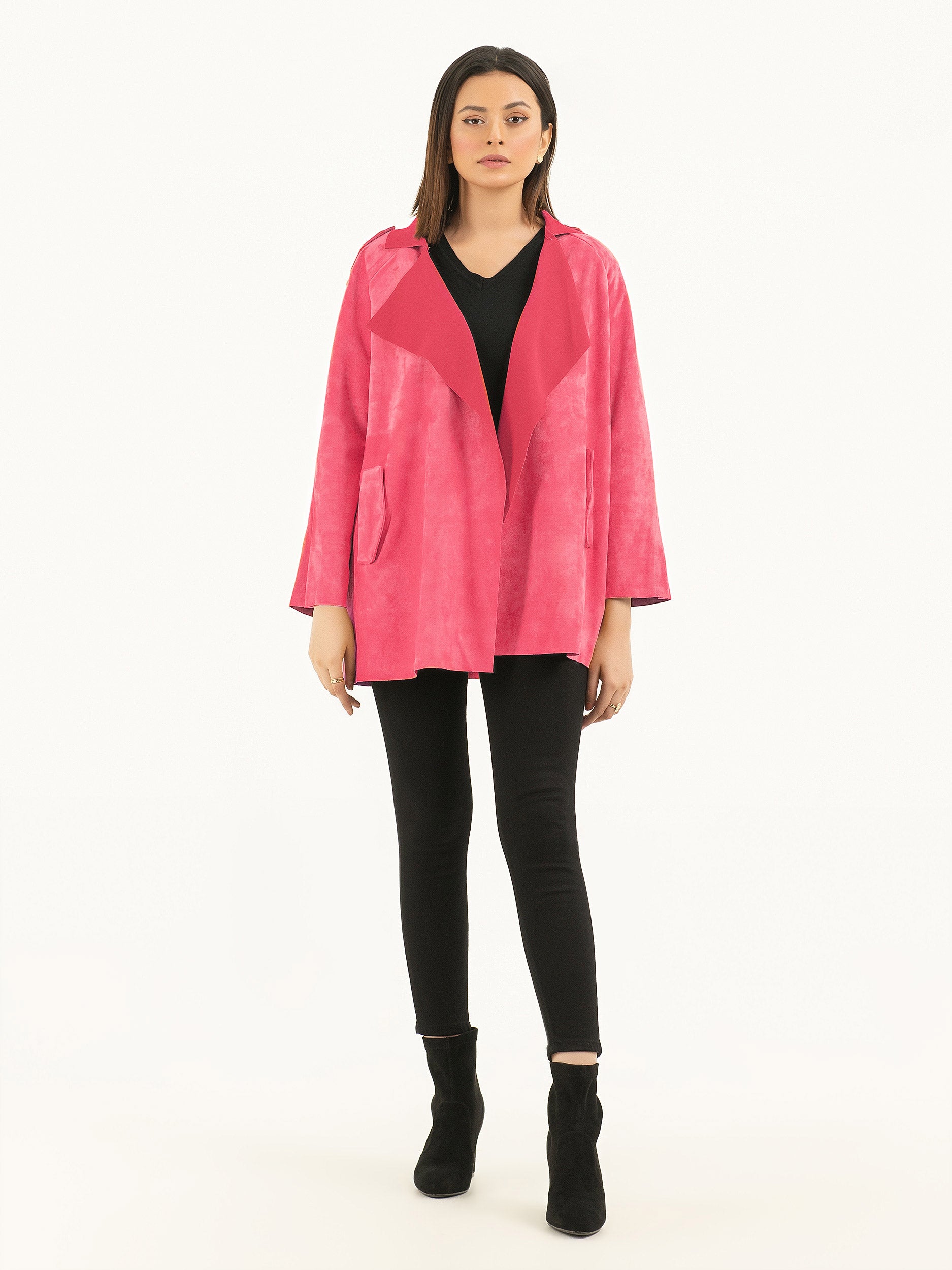 Pink Suede Coat – Limelightpk