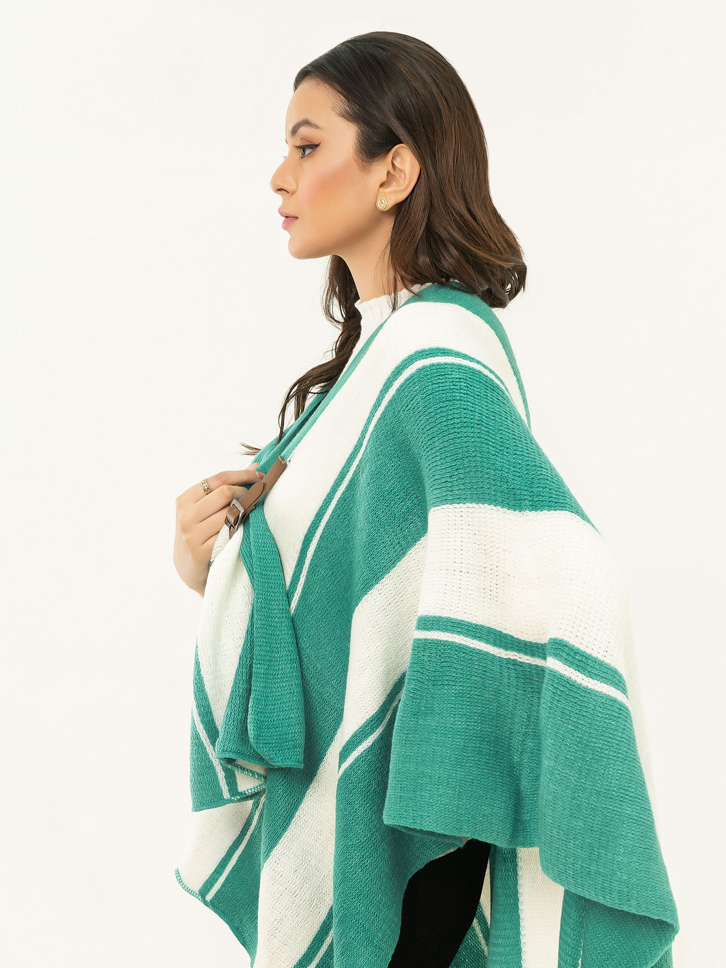 Buckled Two Tone Cape Shawl