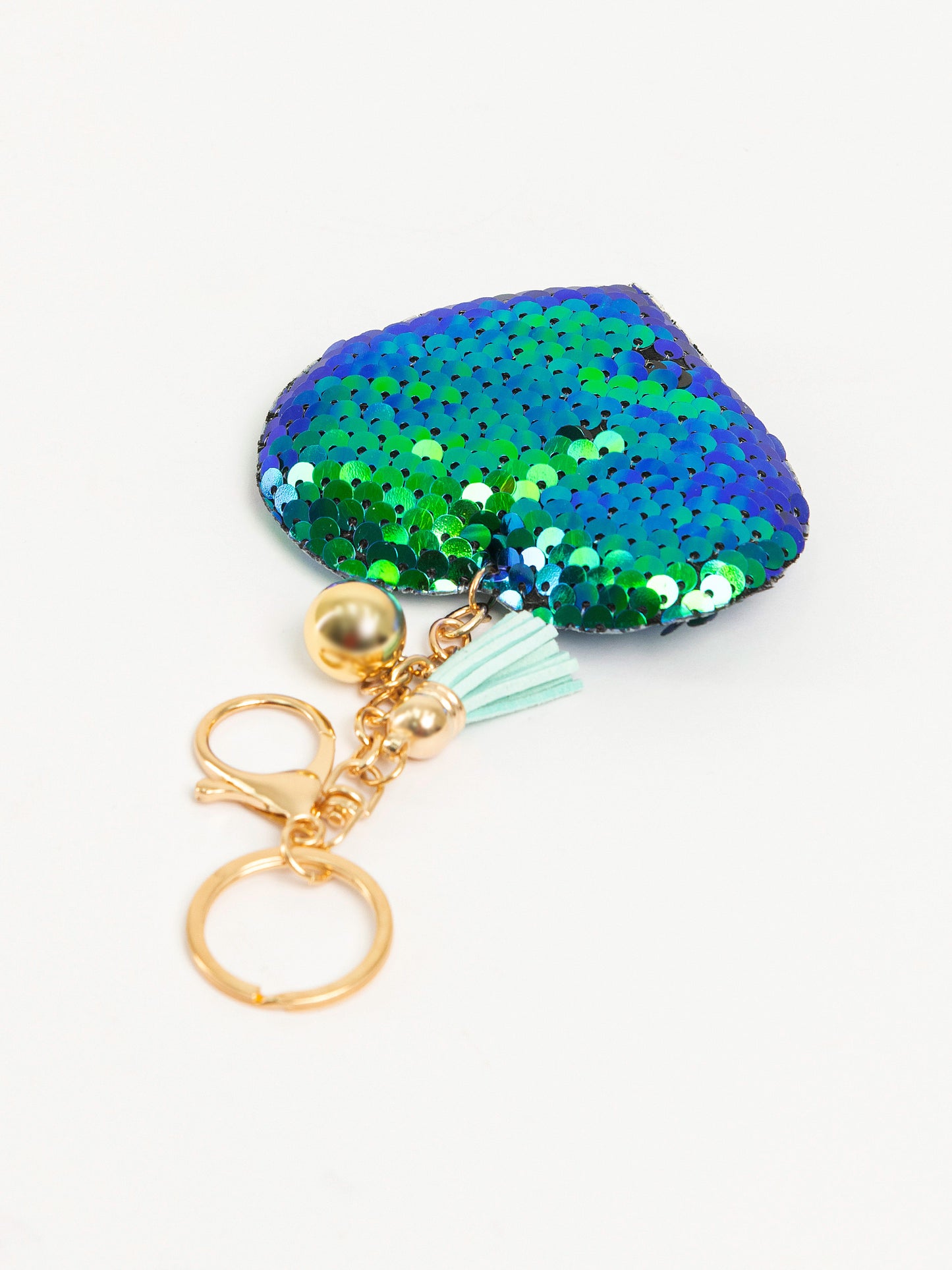 Sequined Heart Keychain