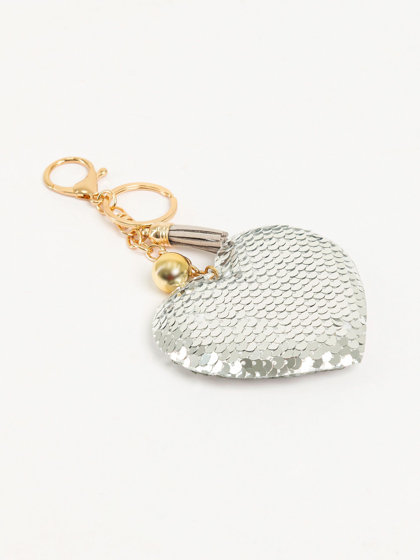 Sequined Heart Keychain