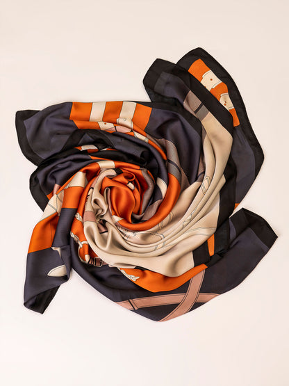 Multi-Tone Printed Silk Scarf