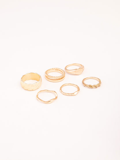 Golden Metallic Ring Set