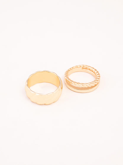 Golden Metallic Ring Set