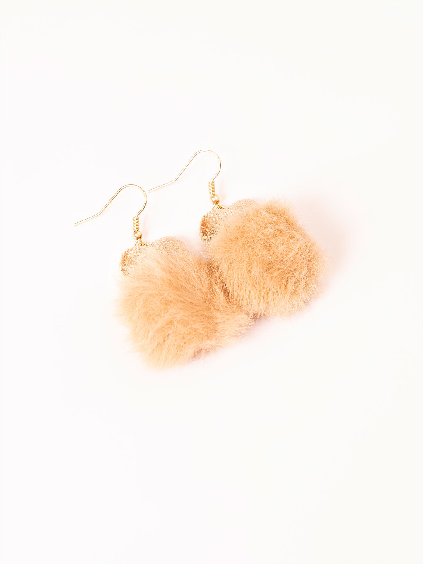 Heart Pompom Drop Earrings