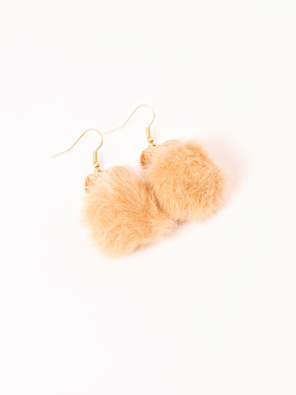 Heart Pompom Drop Earrings