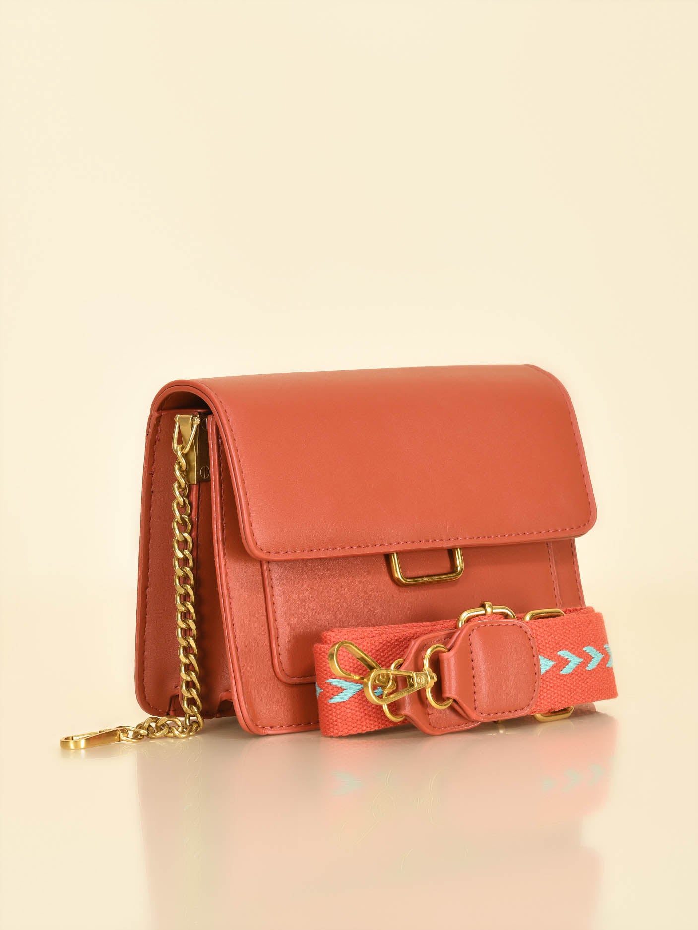 Embroidered Strap Crossbody Bag
