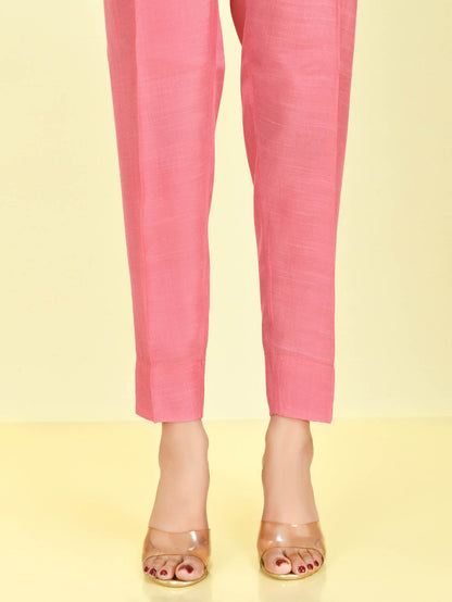 Raw Silk Trousers - Pink