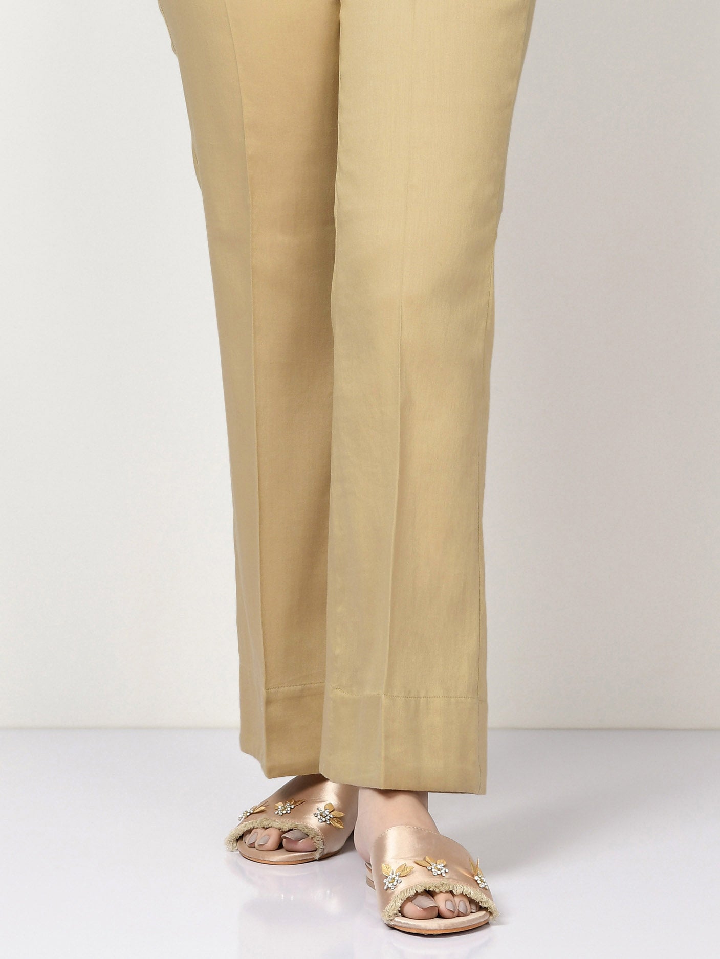 Unstitched Cambric Trouser - Sand Beige