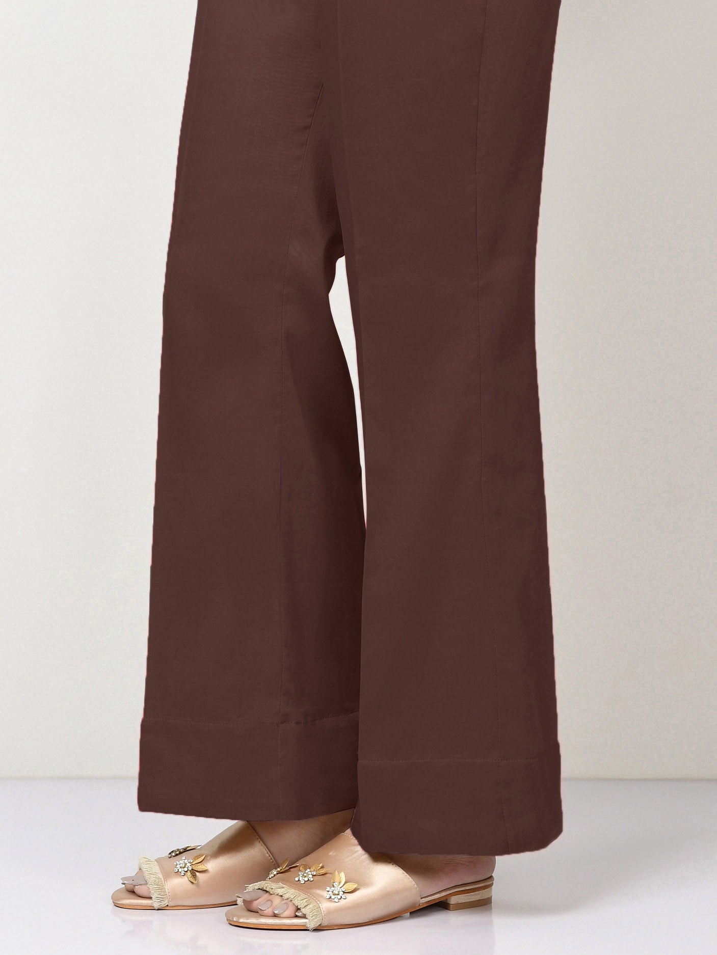 Unstitched Cambric Trouser - Chocolate