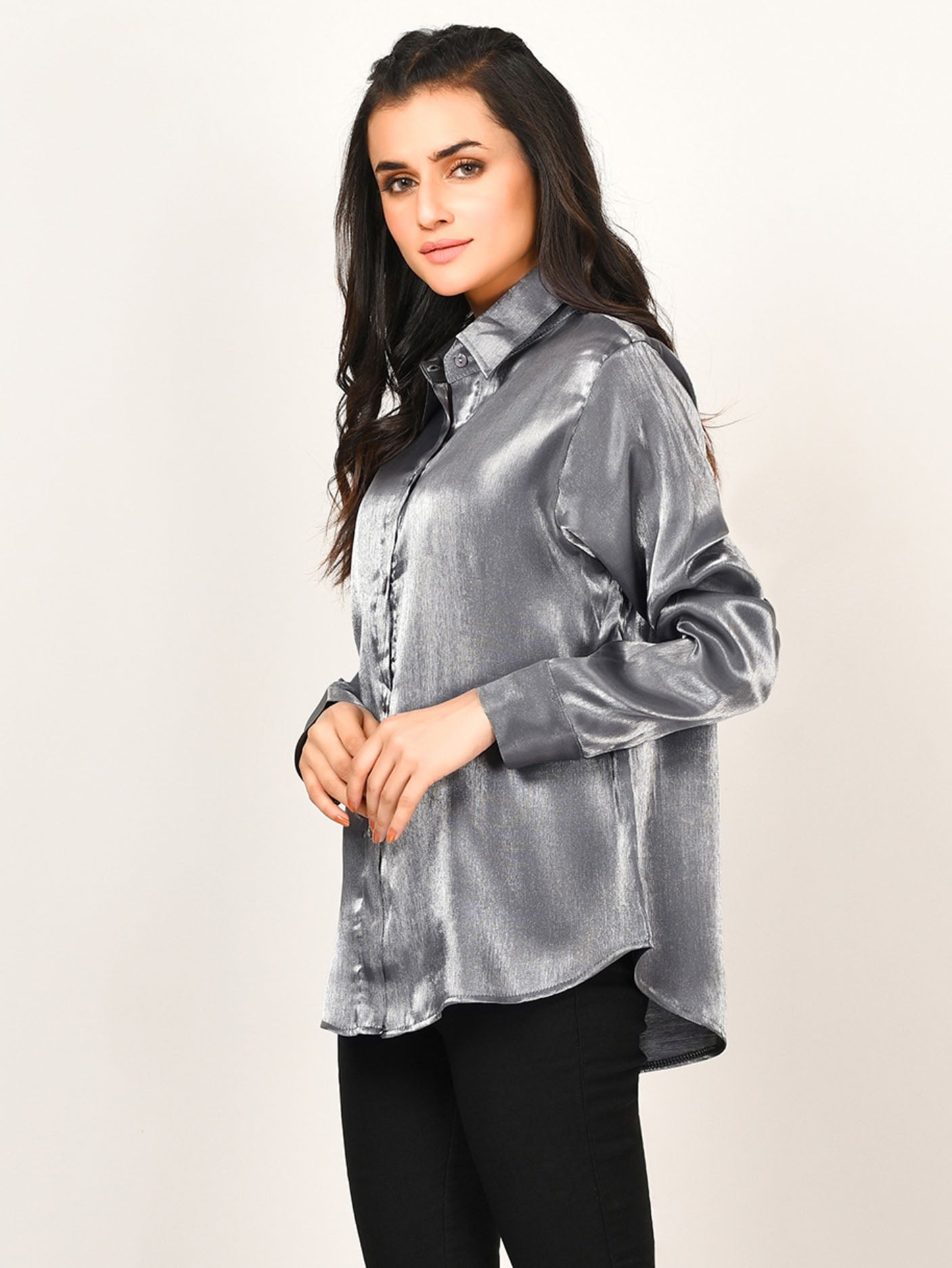 Shimmer Collared Top