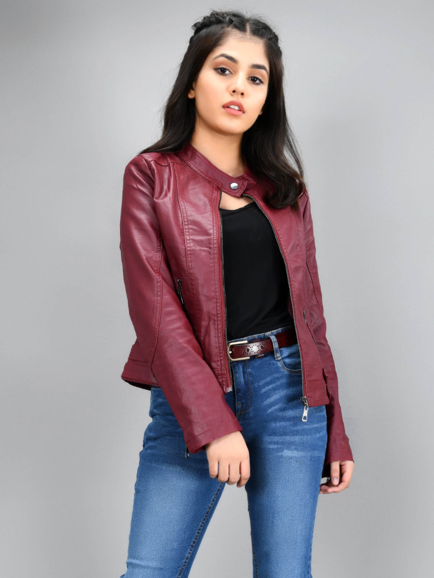 Iconic Leather Jacket - Maroon
