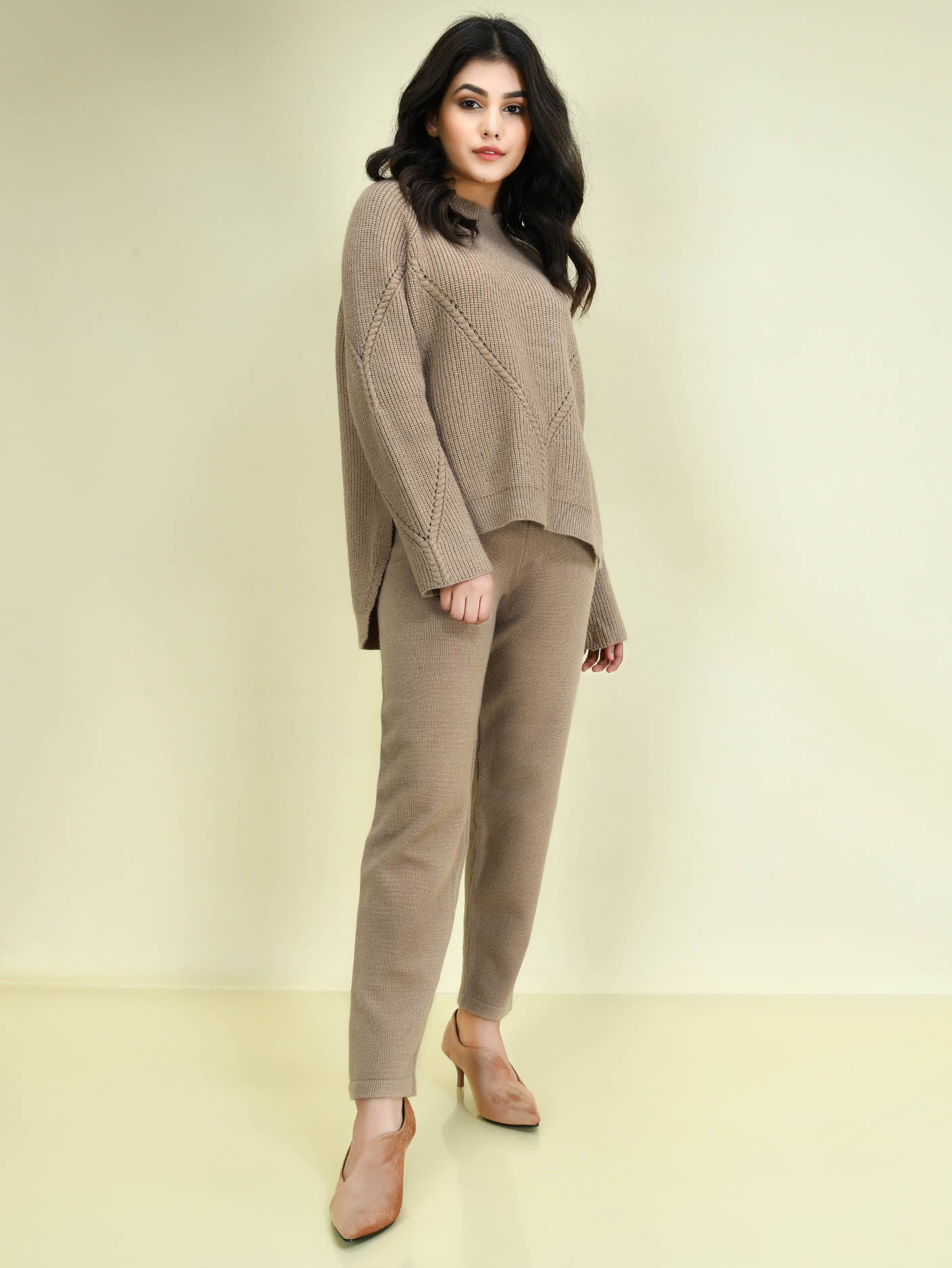 Knitted Co-ord Set - Camel