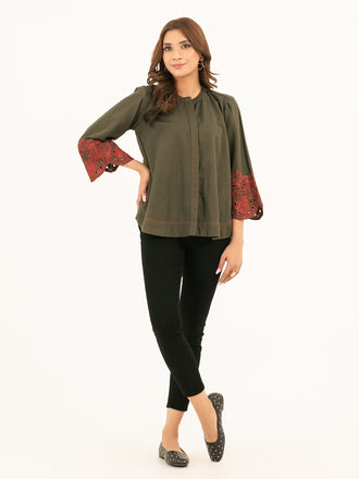 Embroidered Khaddar Top
