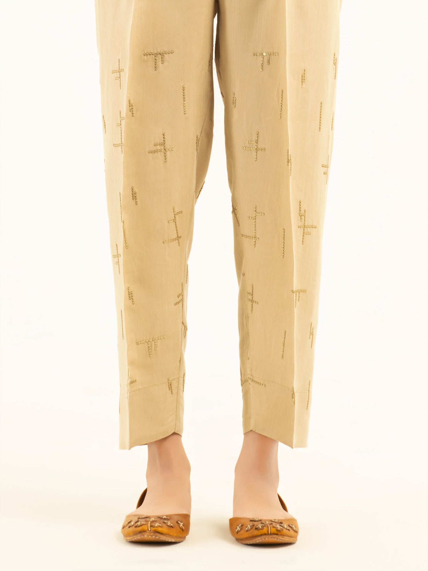 Embellished Silk Trousers