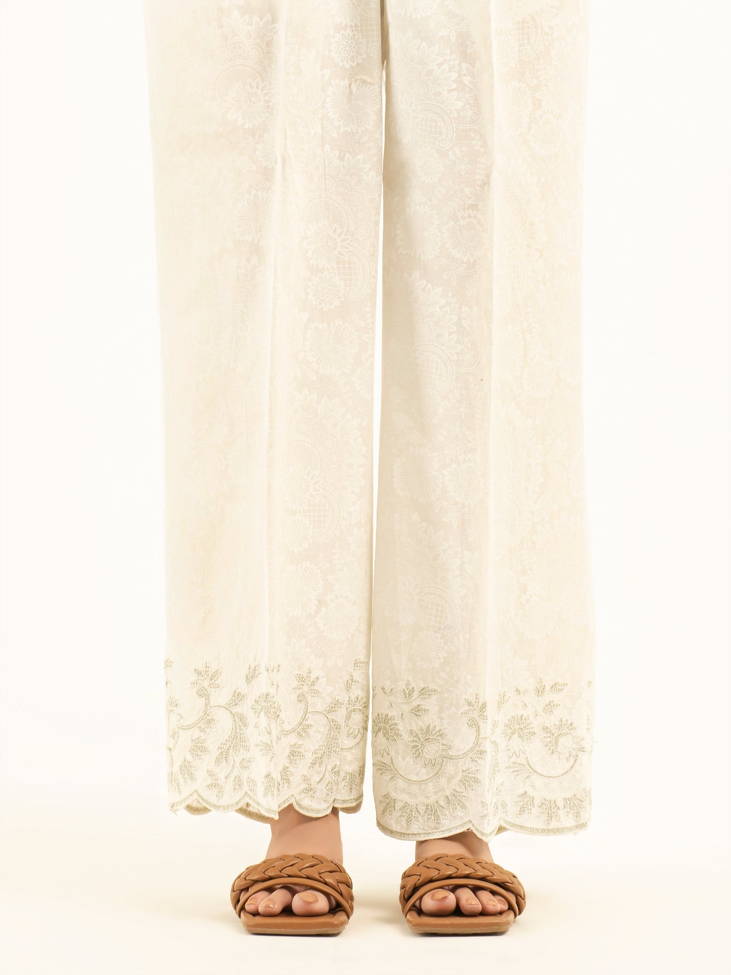 Embroidered Cambric Trousers (Pret)