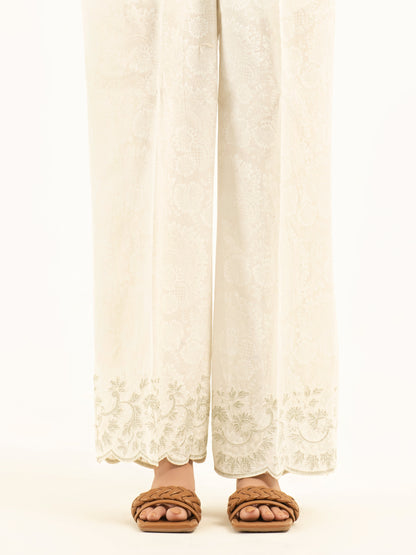 Embroidered Cambric Trousers (Pret)