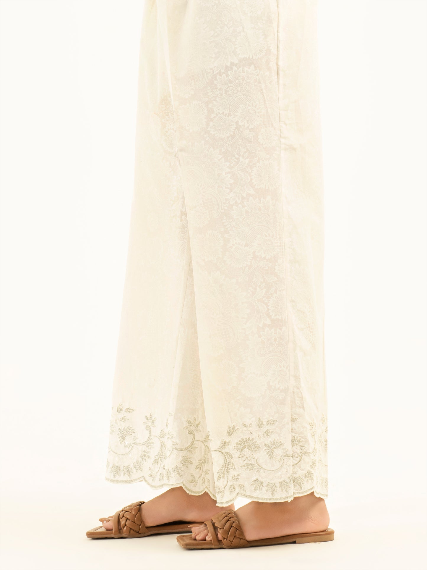 Embroidered Cambric Trousers (Pret)