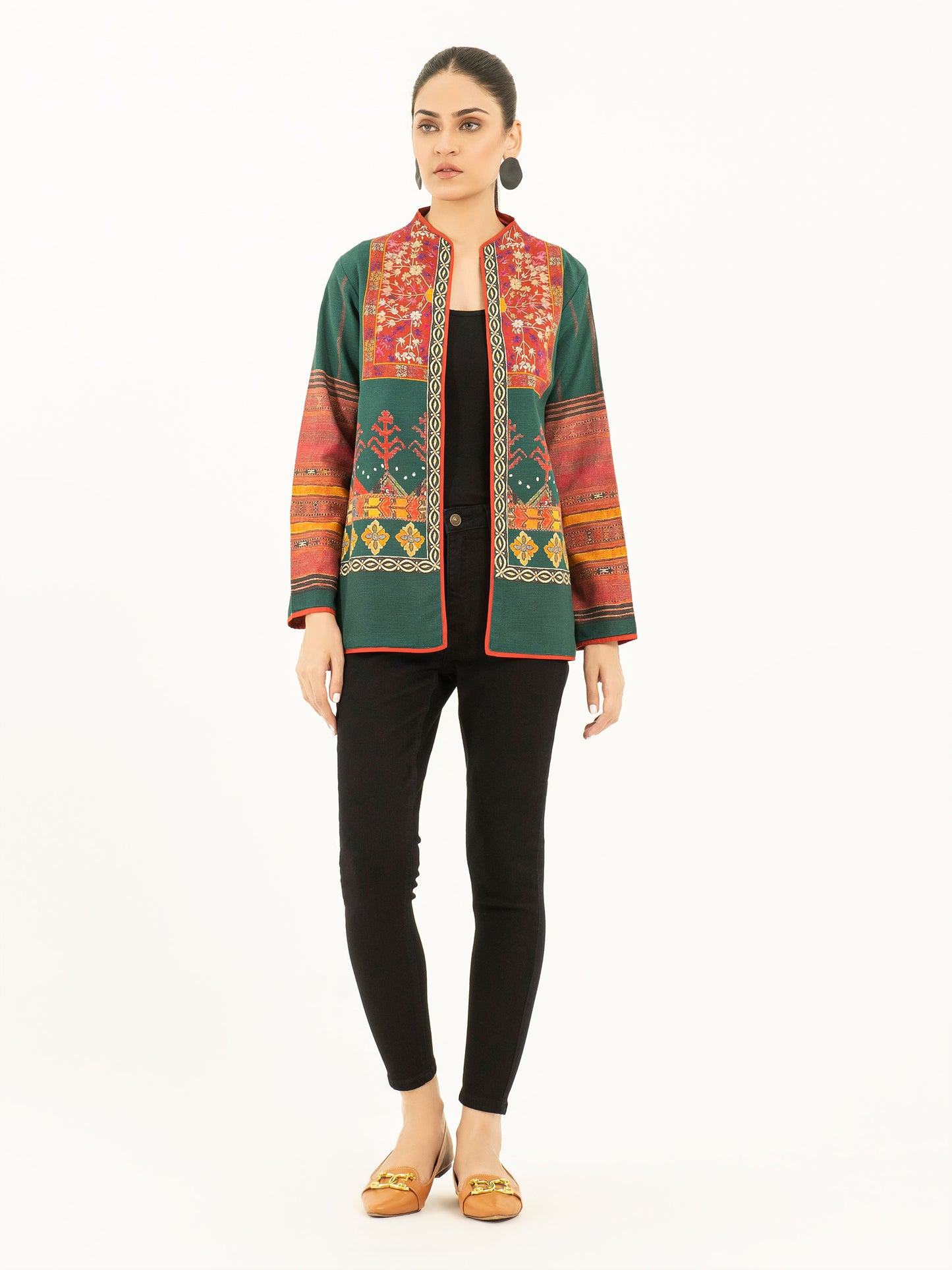 Printed Khaddar Cardigan