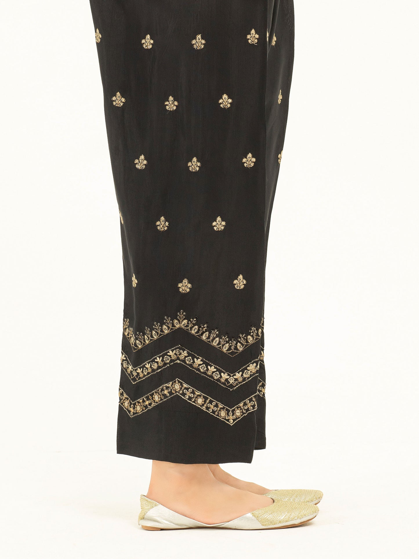 Embroidered Silk Trousers