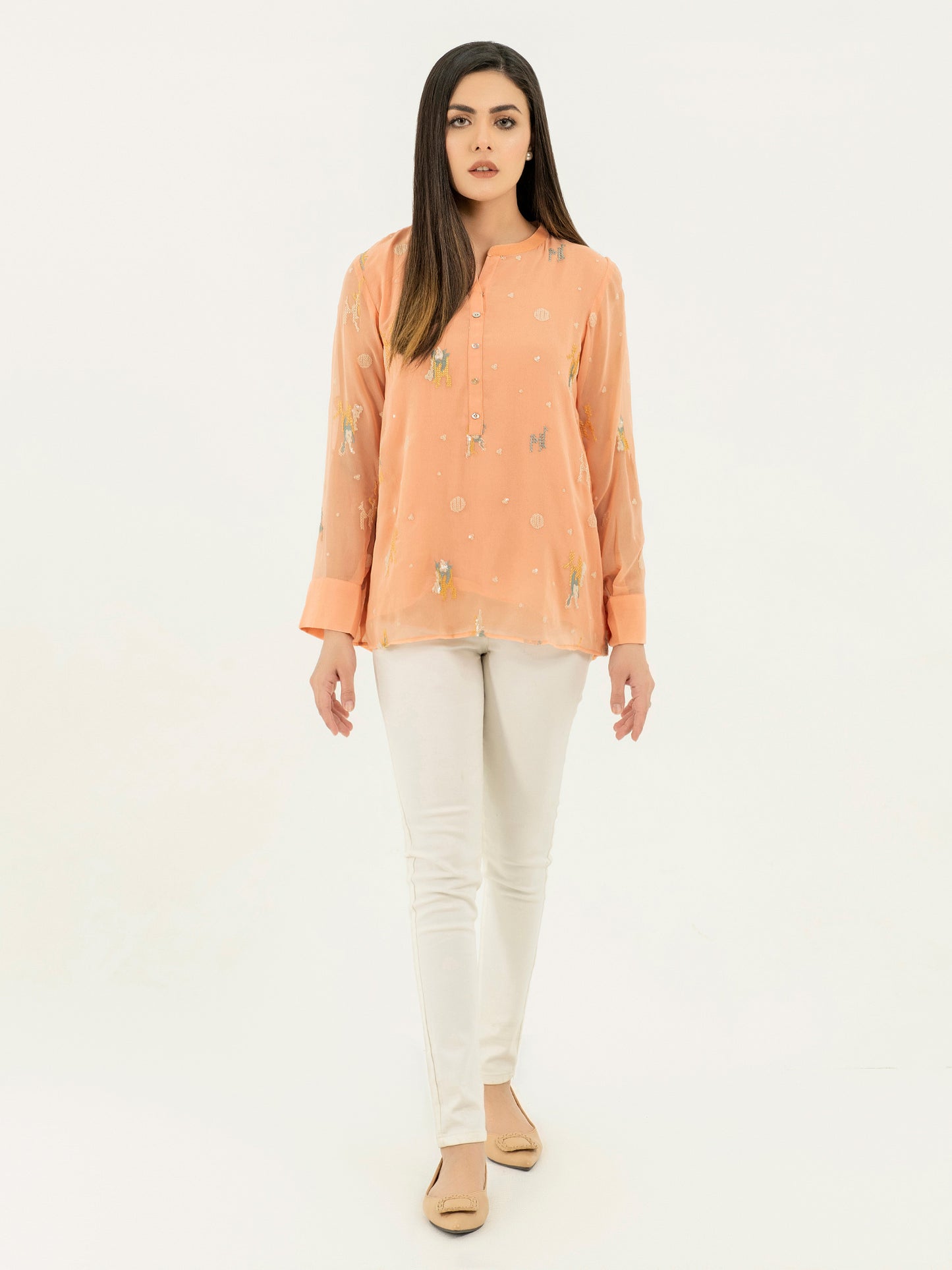 Chiffon Top-Embroidered (Pret)