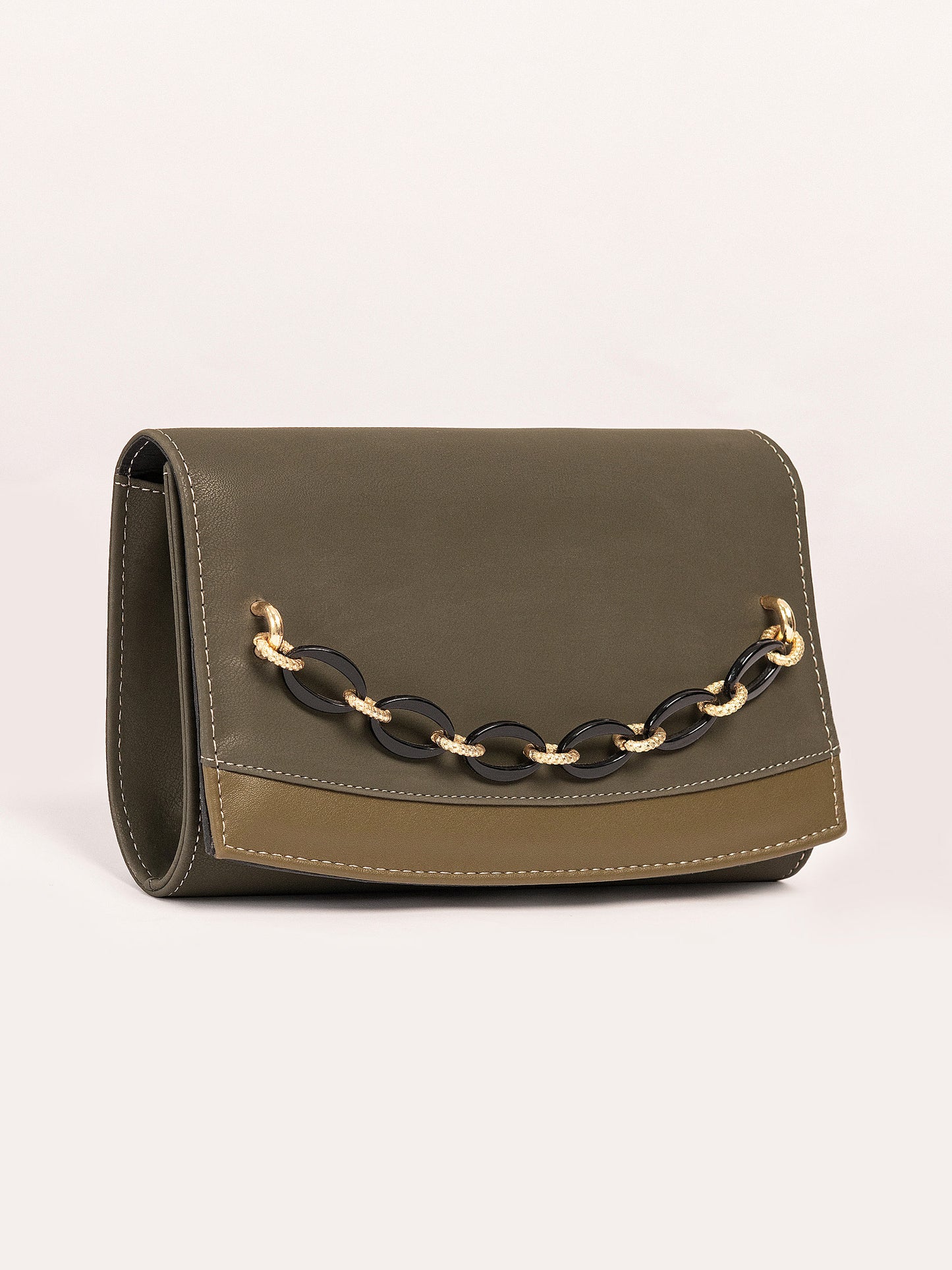 Clutch With Chain Embellishment