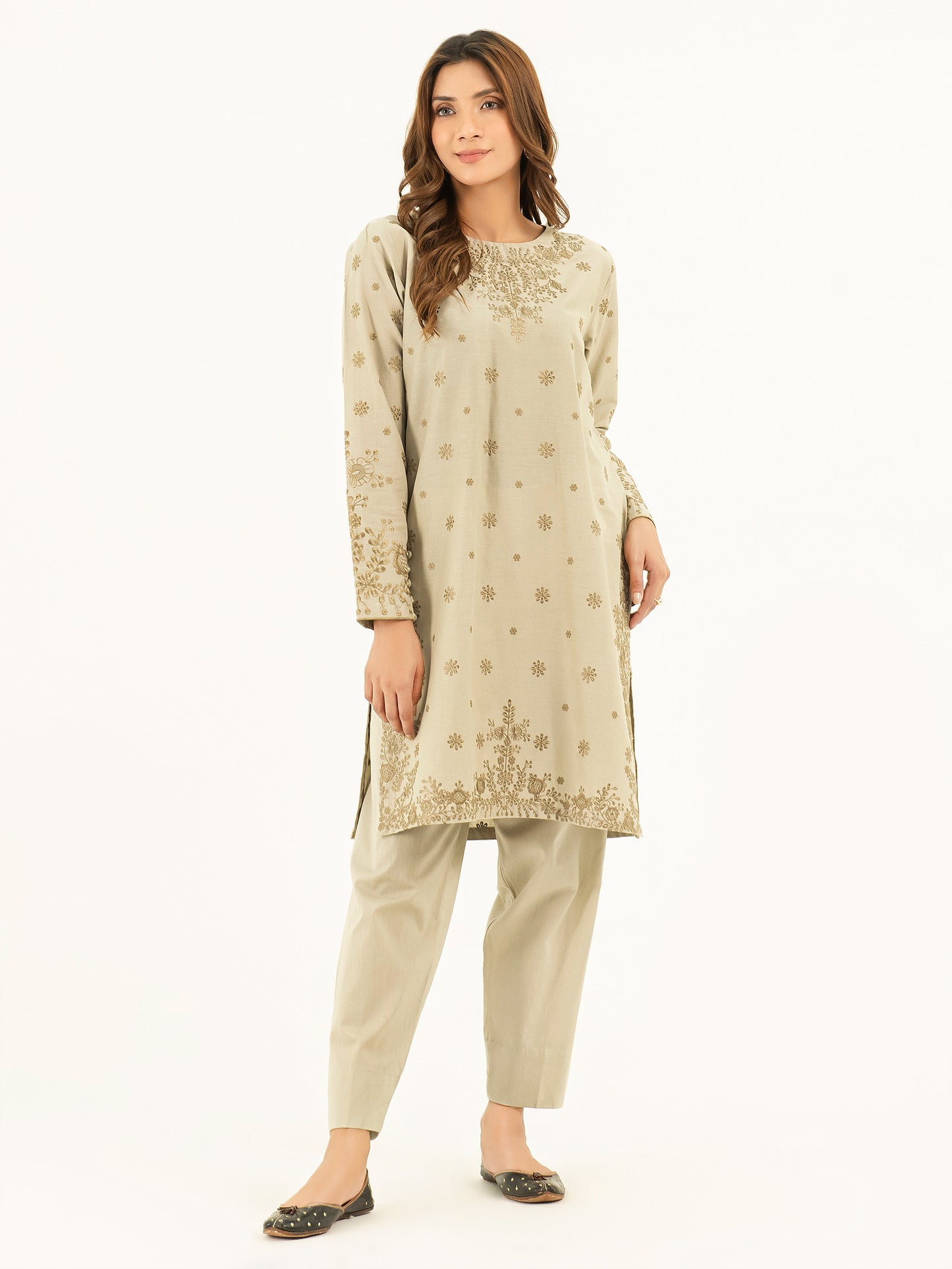 2 Piece Winter Cotton Suit-Embroidered (Pret)