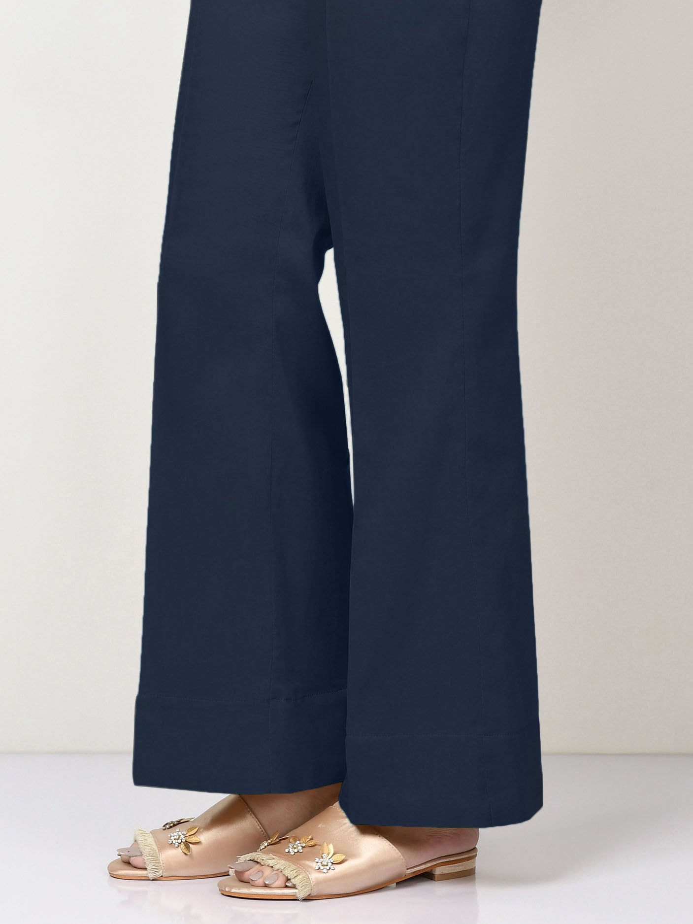 Unstitched Cambric Trouser - Dark Navy
