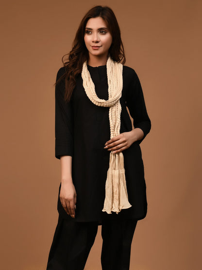 Crushed Dupatta - Beige