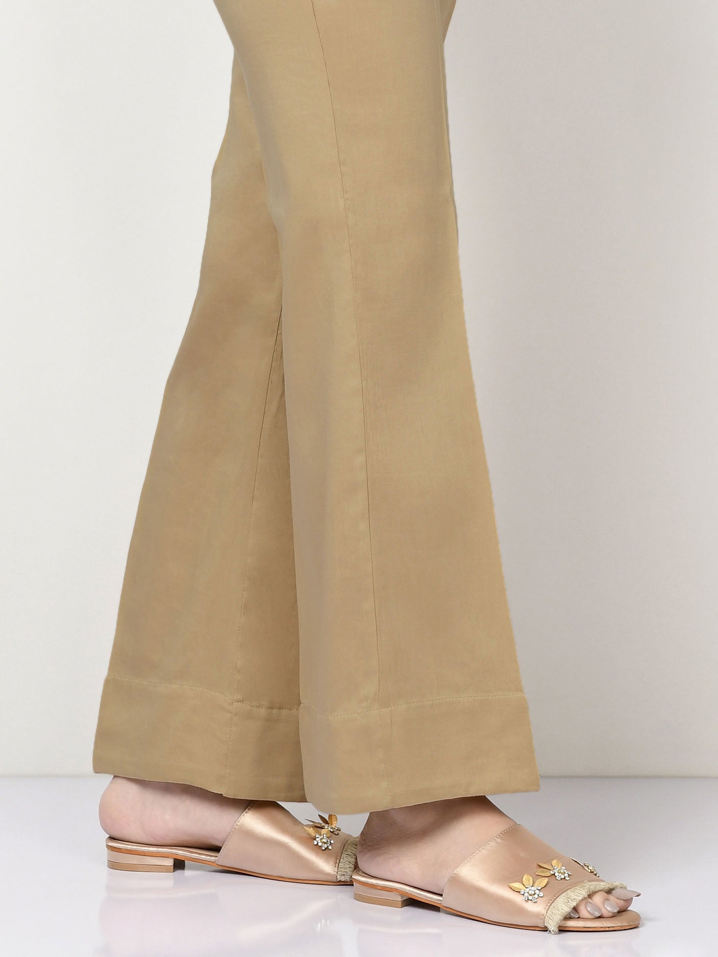 Cambric Bootcut Trouser - Dark Beige