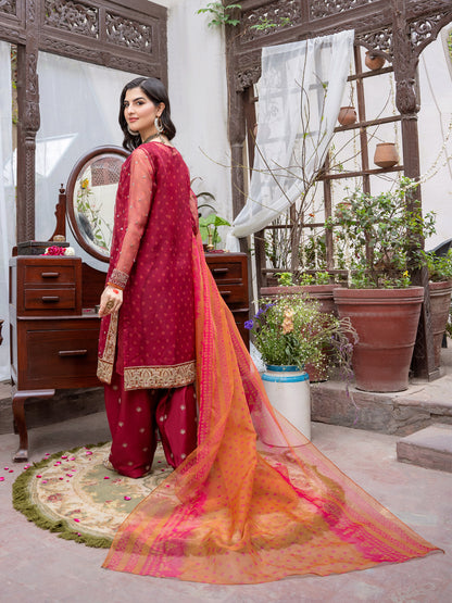 3 Piece Organza Suit-Embroidered (Pret)